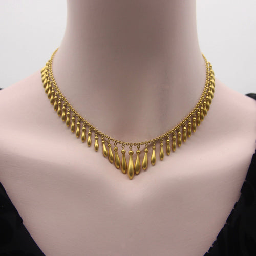 Collier Collier à franges graduées en or 14 carats de style victorien 58 Facettes