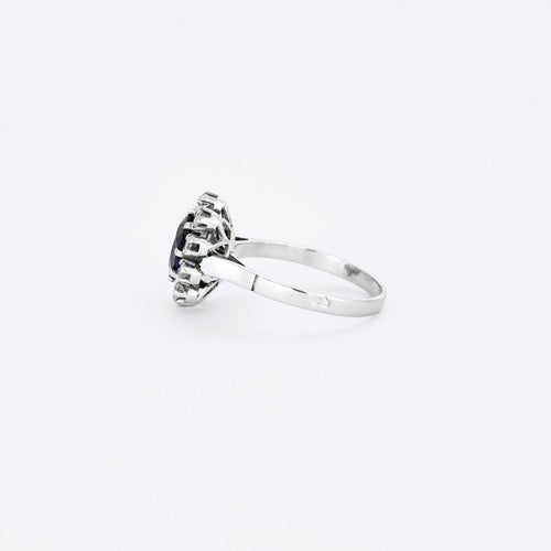 Bague 49 Bague marguerite en or et platine saphir diamants 58 Facettes