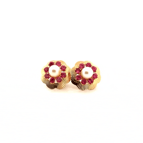 Boucles d'oreilles Dormeuses Or Jaune Rubis & Diamants 58 Facettes E3BO-GS29811-12