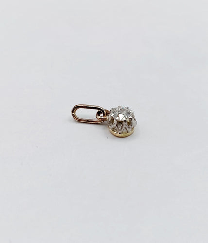 Pendentif or blanc diamant taille ancienne serti griffes (circa 1900)