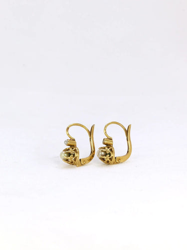 Boucles d'oreilles Dormeuses Napoléon III or perles 58 Facettes J271