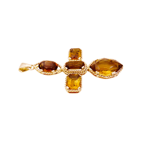Pendentif Pendentif "Croix" or rose, citrines. 58 Facettes 34098