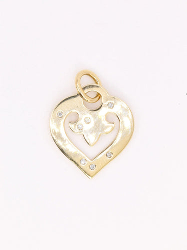 Pendentif Pendentif coeur OJ Perrin or jaune diamants 58 Facettes J614