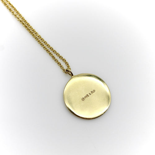Collier Pendentif miroir tibétain en or 18 carats avec diamant et chaîne par Me & Ro 58 Facettes A20043