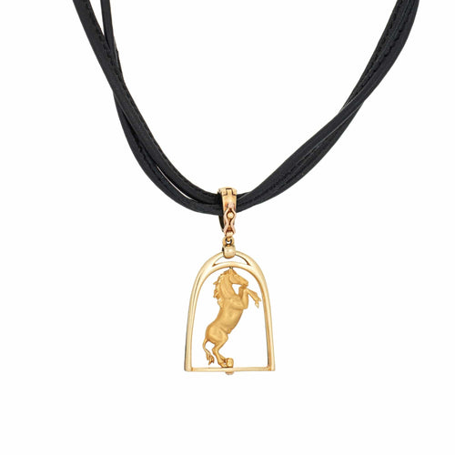 Collier Carrera y Carrera - Collier Cheval Diamant Or et Cuir 58 Facettes G14229