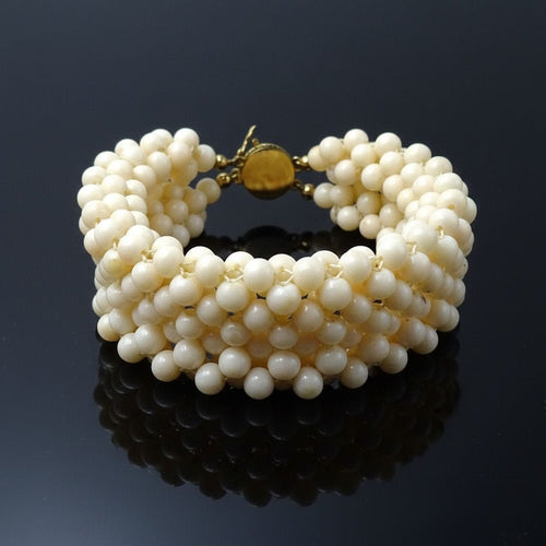 Bracelet Bracciale di Perle di Corallo Bianco 58 Facettes