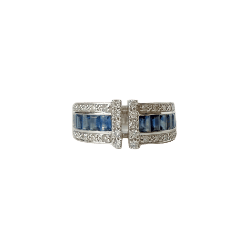 Bague 54 Bague Or gris, saphirs et diamants 58 Facettes