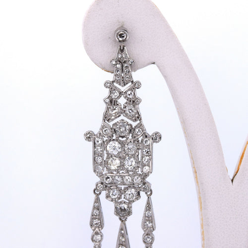 Boucles d'oreilles Boucles d'oreilles Art déco en platine avec diamants 58 Facettes