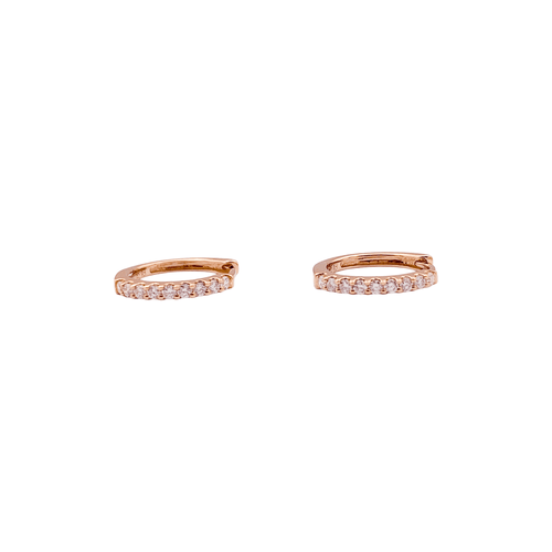 Boucles d'oreilles Paire de petites créoles en or rose, diamants. 58 Facettes 34291