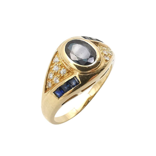 Bague 57 Bague or jaune saphirs & diamants 58 Facettes