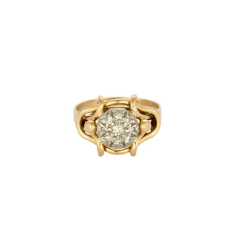 Bague en or jaune 18K et de platine