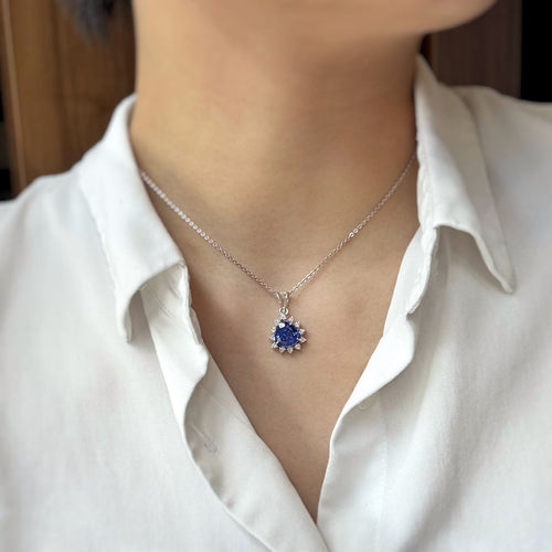 Pendentif Pendentif - Or blanc, Diamants & Tanzanite 58 Facettes 250086R