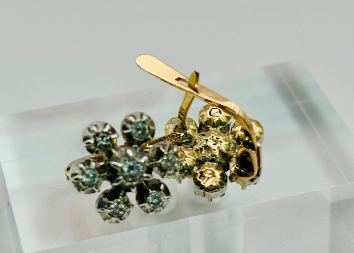 Boucles d'oreilles Boucles d'oreilles vintage en or et diamants – Motif floral 58 Facettes 50332