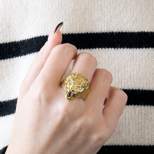 Bague 59 BAGUE TETE DE LION 58 Facettes M8864