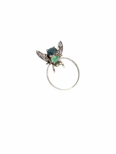 Bague 60 Bague "Abeille en vol" - Emeraude, saphir et diamants 58 Facettes