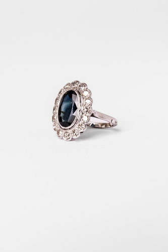Bague 51 Bague Marguerite en platine, saphir et diamants 58 Facettes