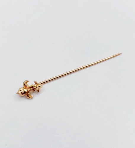 Epingle antique cravate ou foulard or rose fleur de lys (circa 1900)