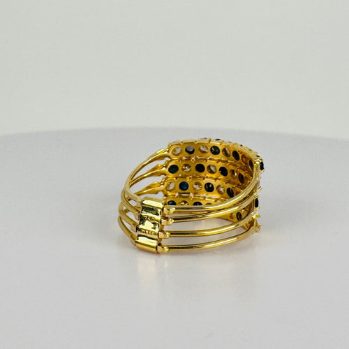 Bague 57 Bague empilable 4 rangs, diamants et saphirs bleu foncé d'environ 0,48 carat, pureté SI 58 Facettes 2511005