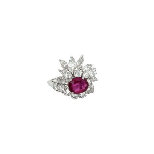 Bague 53 Bague Cocktail années 70 or blanc rubis diamants 58 Facettes 1.0002595/7