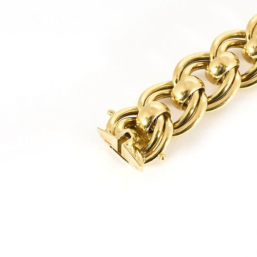 Bracelet Bracelet or jaune à double maillons ronds ajourées 58 Facettes BIA1071