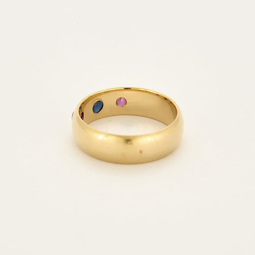 Bague 56 Anneau en or jaune, saphir et rubis 58 Facettes CHA57092