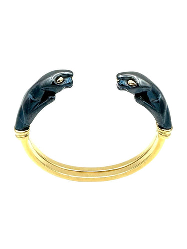 Bracelet CARTIER. Collection "Panthère", bracelet or jaune 18K et silverium 58 Facettes