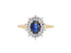 Bague 54 Bague entourage en or jaune avec saphir et diamants 58 Facettes 2273