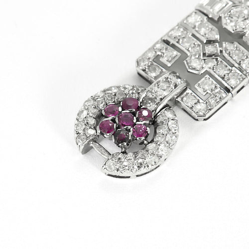 Bracelet Bracelet Art Déco, platine, diamants et rubis 58 Facettes 250257