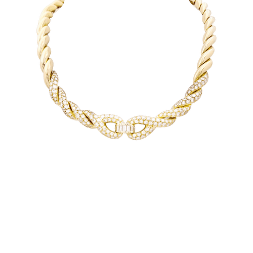 Collier Collier vintage Fred, or jaune et diamants. 58 Facettes 34720