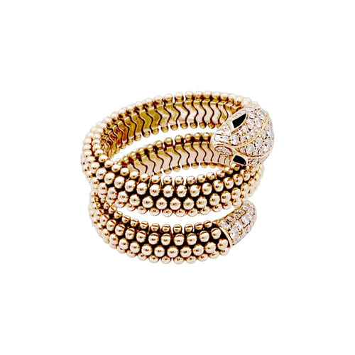 Bague 56 Bague Bulgari, "Serpenti" or rose, diamants et onyx. 58 Facettes 35177