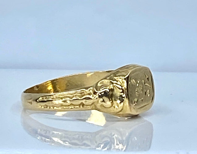 Bague 52 Chevalière en or jaune 18 carats vers 1900 58 Facettes AB664