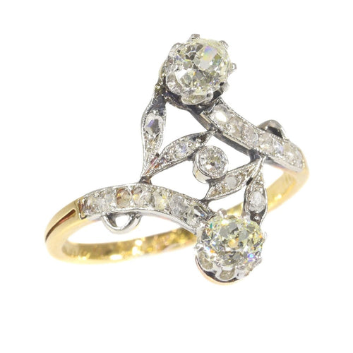 Vintage Belle Epoque diamond toi et moi engagement ring