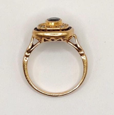 Bague 51.5 Bague Vintage style Art Déco or jaune, saphirs et diamants 58 Facettes