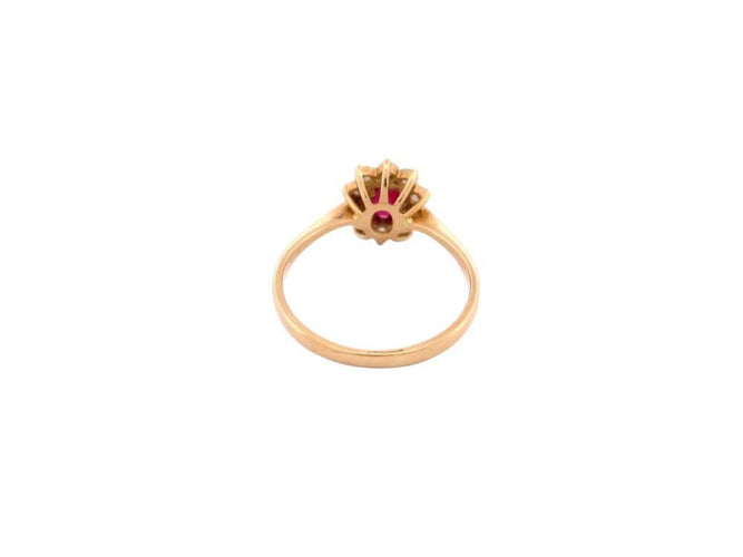 Bague 56 bague marquise en or jaune 18k sertie rubis 0.29ct diamants 0.45ct t56 58 Facettes 266445
