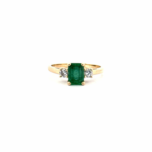 Bague 54 Bague Trilogie Or Jaune 14k Émeraude & Diamants 58 Facettes 107-GS31490