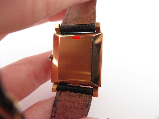 Montre vintage montre BOUCHERON carre 24 mm or jaune lezard mecanique 58 Facettes 258880