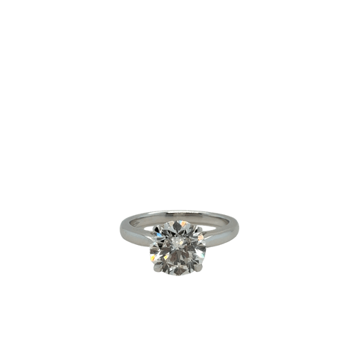 Solitaire Or blanc - Diamant  2,78 carats - Couleur E-VS1 - CERTIFIÉ HRD