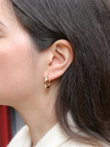 Boucles d'oreilles Créoles torsadées vintage or 58 Facettes J274