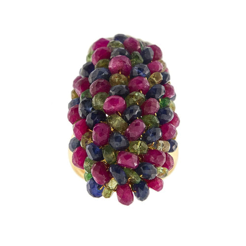 Bague 57 Bague avec rubis, saphirs et émeraudes 58 Facettes 34063