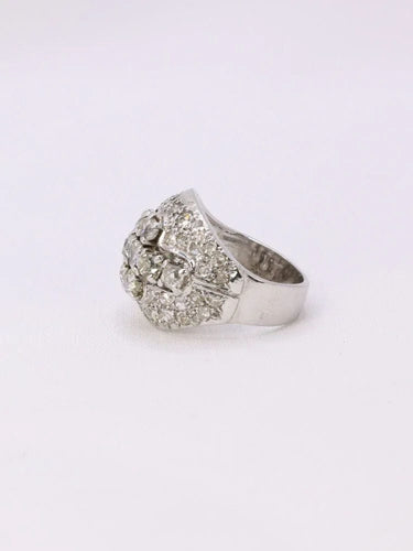 Bague Bague dôme or blanc diamants taille ancienne 58 Facettes J179