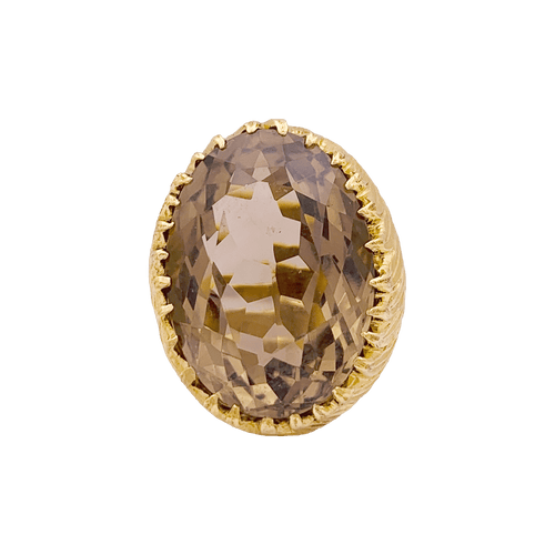 Bague 54 Bague cocktail or jaune, quartz fumé. 58 Facettes 34332