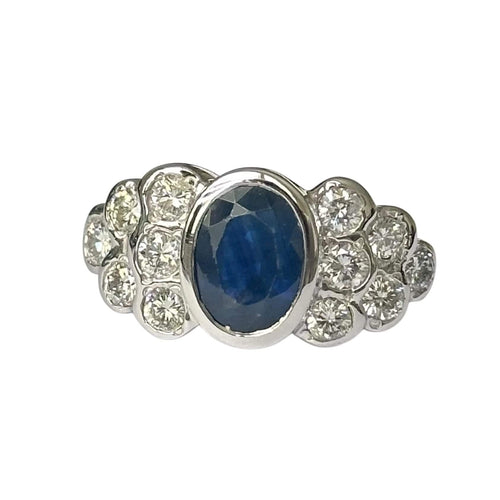 Bague 50 Bague jonc en or blanc, saphir 58 Facettes 340