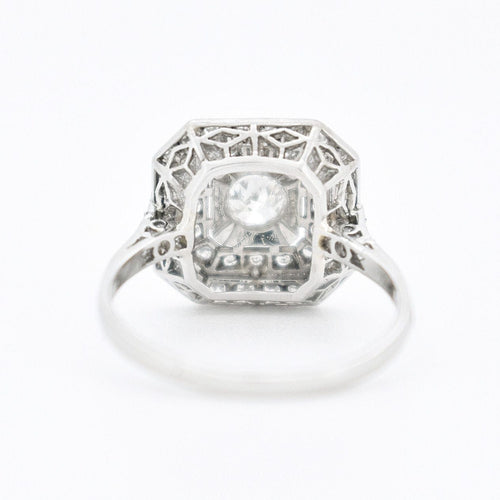 Bague 49.5 Bague de fiançailles Art Déco Octogonale, Platine et Diamants 58 Facettes 420