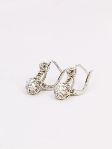 Boucles d'oreilles Dormeuses en or et diamants taille ancienne 58 Facettes J260