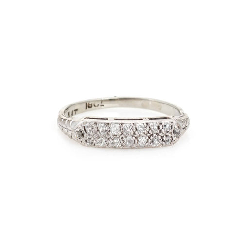 Bague Bague Vintage Art Déco 2 Rangs Diamants Or Blanc 58 Facettes G13484