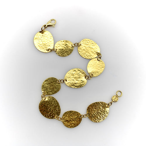 24K Gold Gurhan Lush Collection Hand-Hammered Disc Bracelet 58 Facettes A2006P