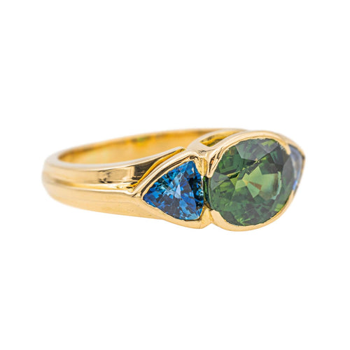 Bague 48 Bague Trilogie Or jaune Saphir vert 58 Facettes 3757182RV