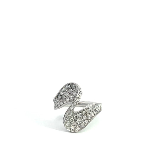 Bague Bague cygne en or blanc sertie de diamants pavés 58 Facettes UN0142