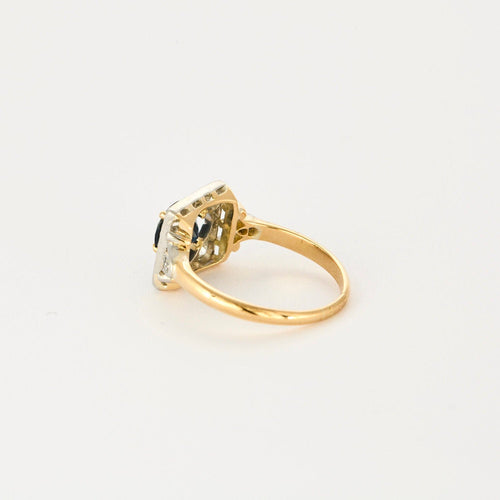 Bague 56 Bague ancienne or et platine, saphir 1 carat et diamants. 58 Facettes