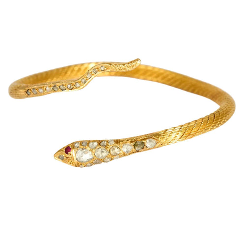 Bracelet Jonc Serpent, or jaune et rubis 58 Facettes LF13